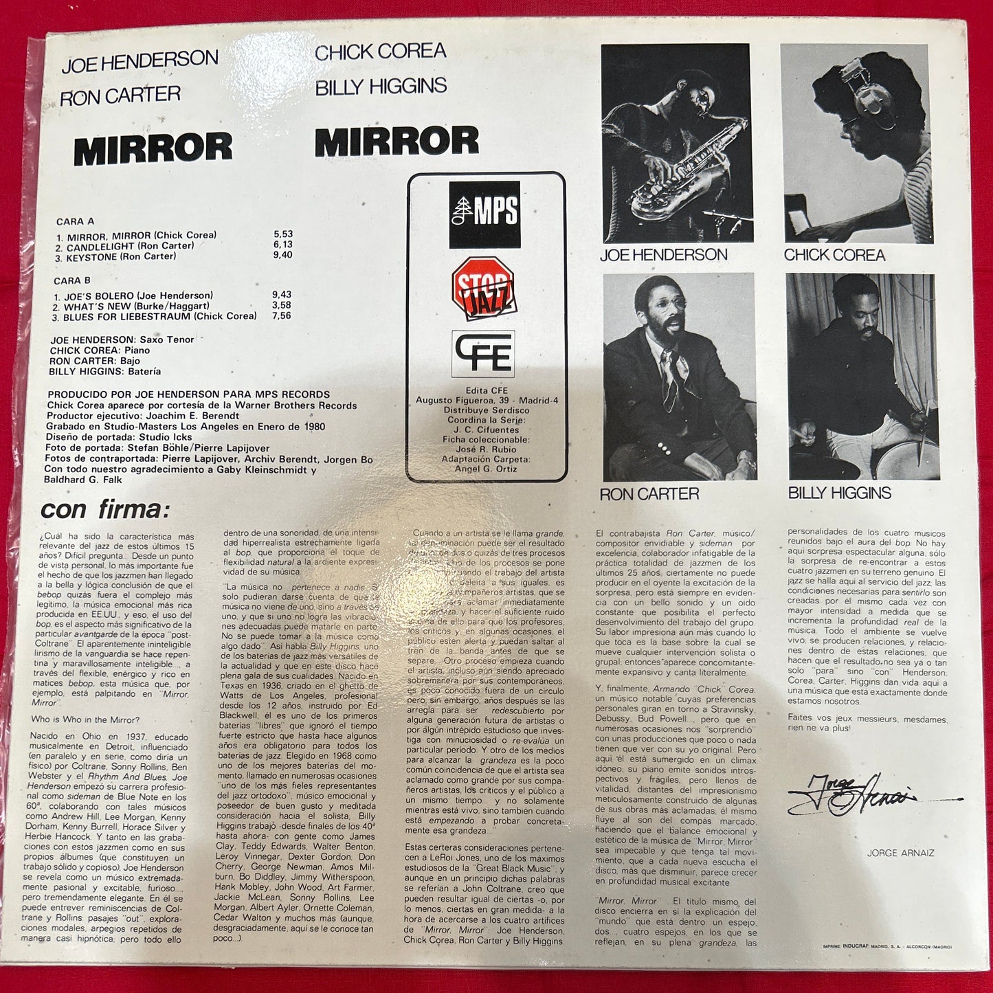 LP Joe Henderson • Chick Corea • Ron Carter • Billy Higgins – Mirror, Mirror 2ª Mano