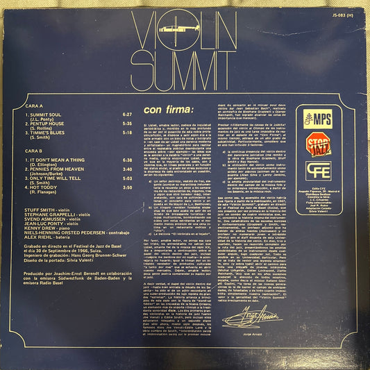 LP Stephane Grappelli / Jean-Luc Ponty, Stuff Smith / Svend Asmussen – Violin-Summit 2ª Mano