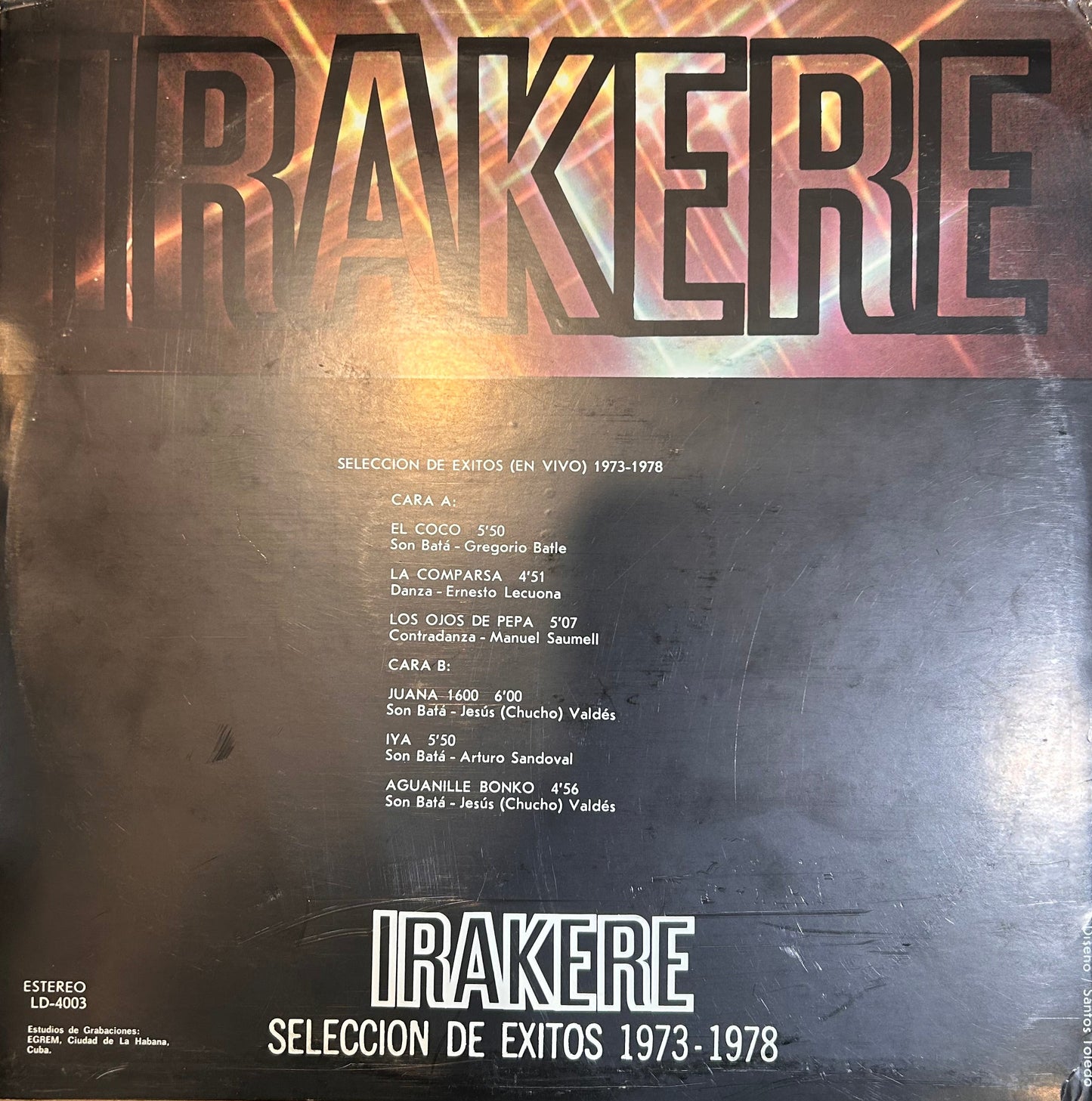 LP Irakere – Seleccion De Exitos 1973 - 1978 Volumen 1 2ª Mano