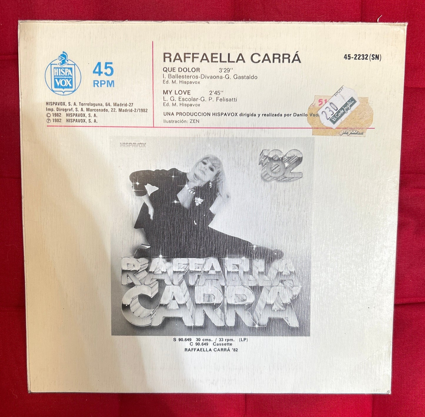 SINGLE Raffaella Carra – Que Dolor 2ª mano (Producto exclusivo recogida en tienda)