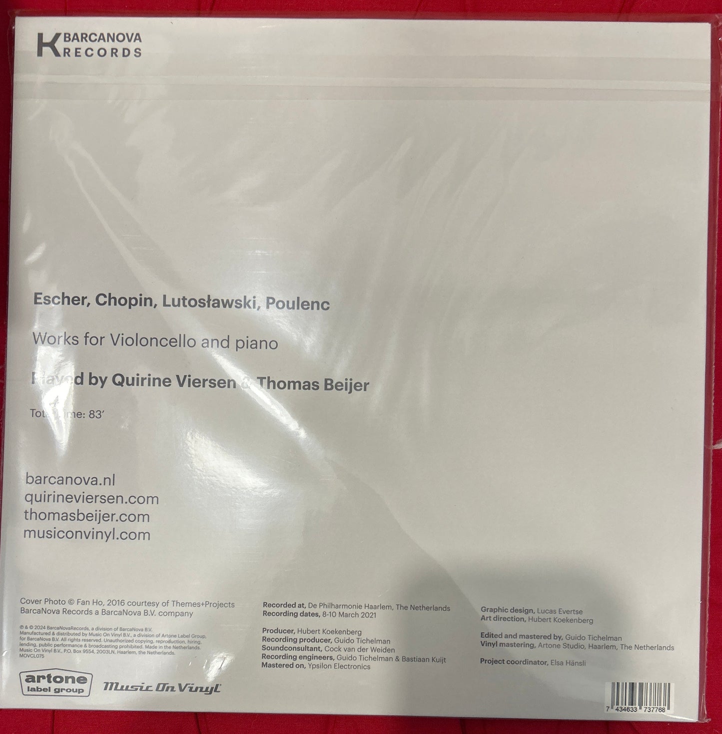 LP Quirine Viersen & Thomas Beijer - Escher, Chopin, Lutoslawski, Poulenc, Works For Violoncello And Piano Nuevo precintado