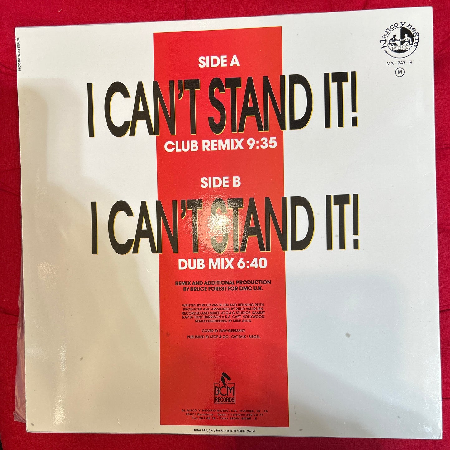 MAXISINGLE Twenty 4 Seven – I Can't Stand It (DMC UK Remixes) 2ª Mano (Producto exclusivo recogida en tienda)