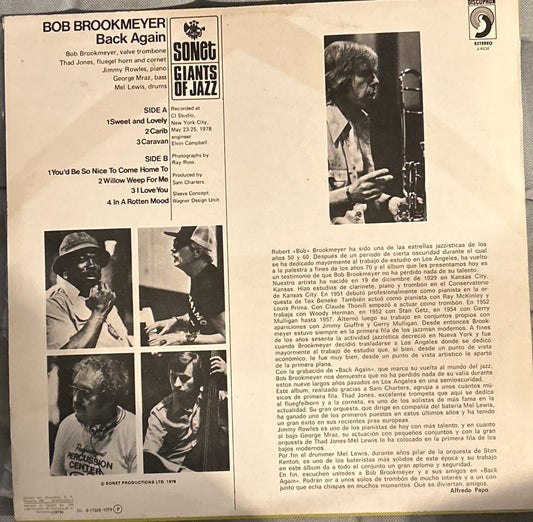 LP Bob Brookmeyer – Back Again 2ª Mano
