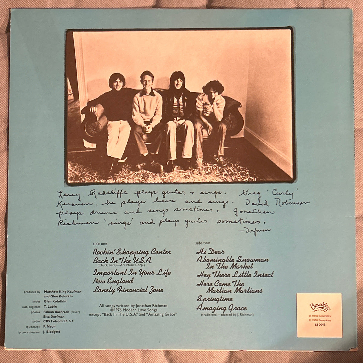 LP Jonathan Richman & The Modern Lovers – Jonathan Richman & The Modern Lovers 2ª Mano