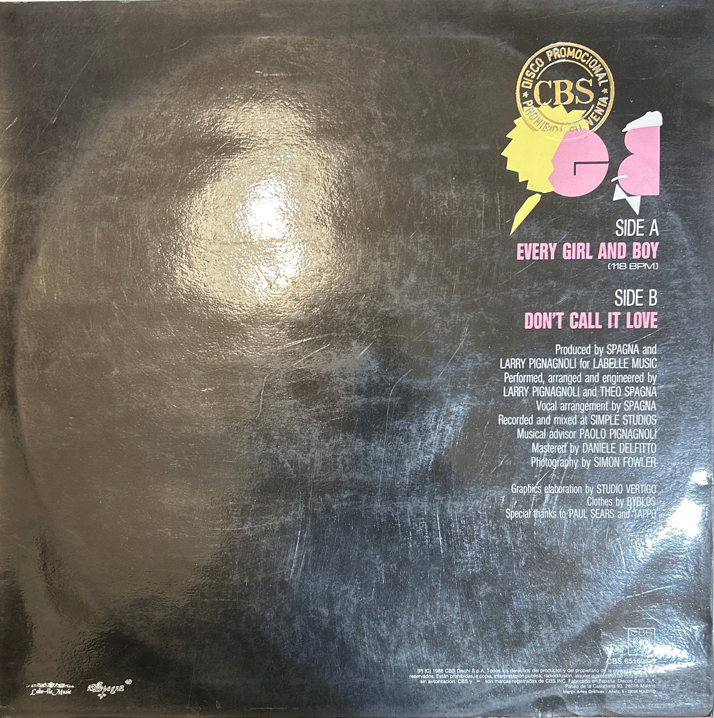 MAXISINGLE Spagna – Every Girl & Boy (Extended Mix) 2ª Mano (Producto exclusivo recogida en tienda)