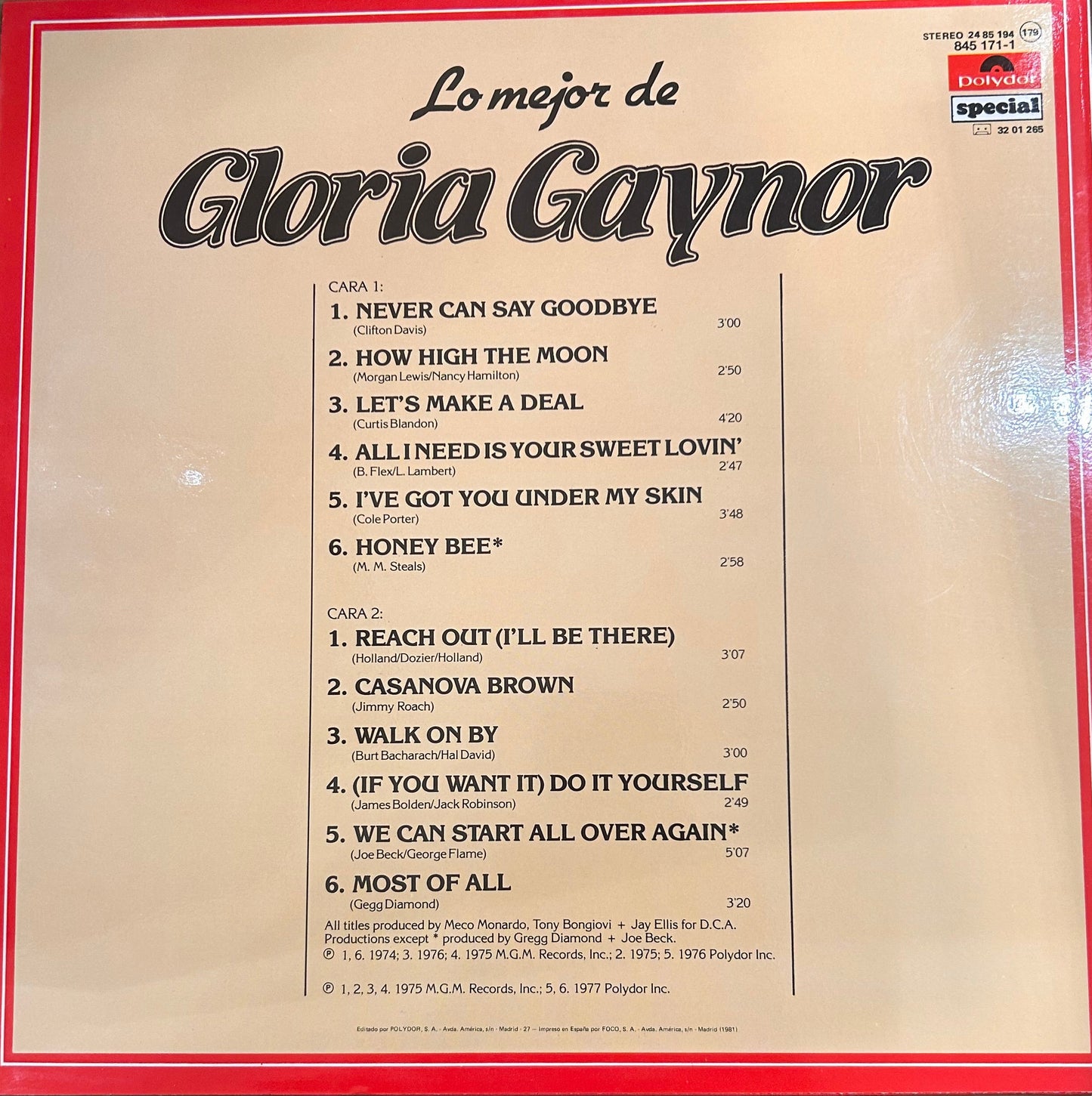 LP Gloria Gaynor – Lo Mejor De Gloria Gaynor 2ª Mano