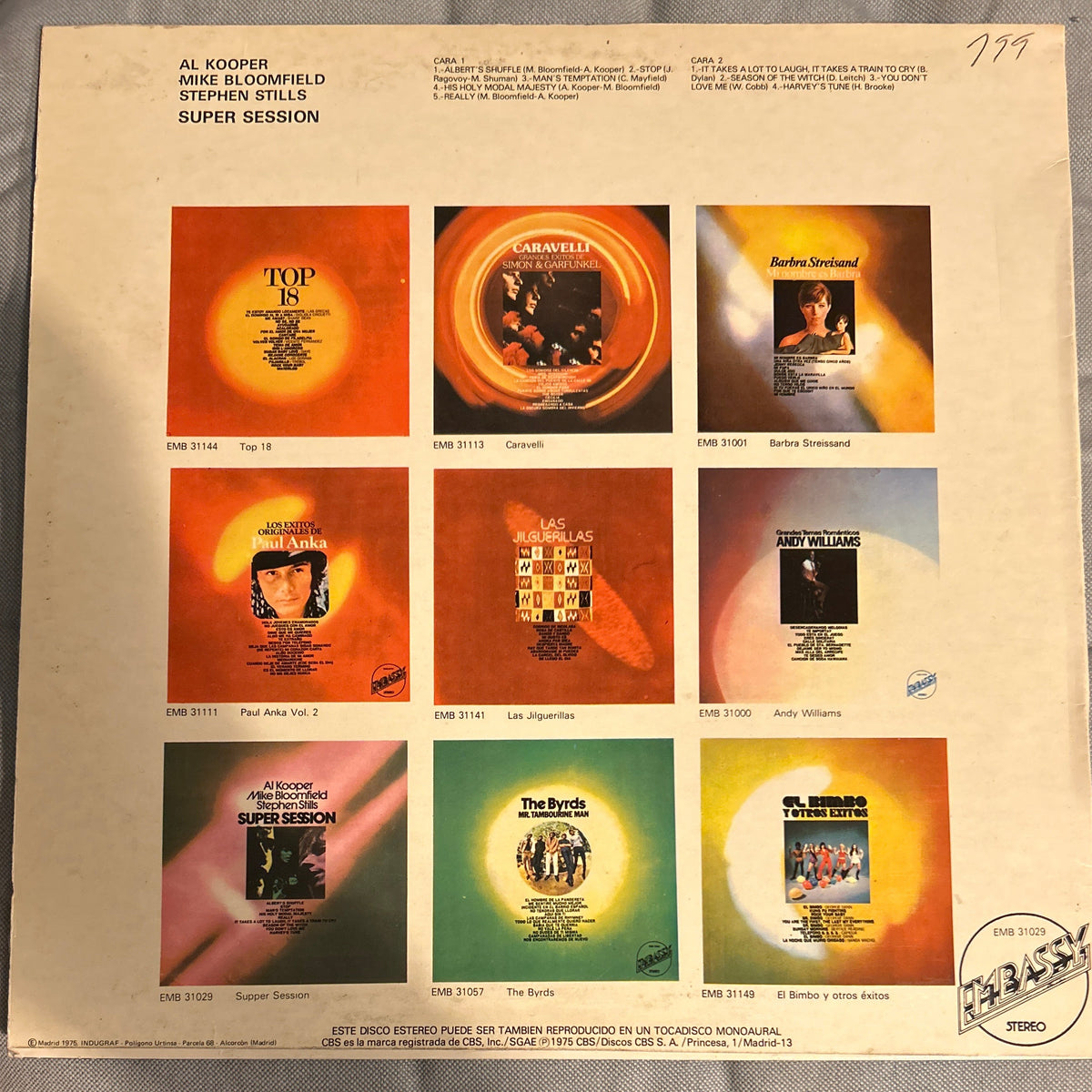 LP Al Kooper / Mike Bloomfield / Stephen Stills – Super Session 2ª Mano