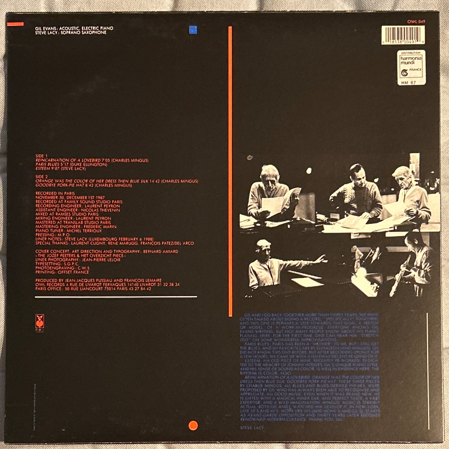 LP Gil Evans / Steve Lacy – Paris Blues 2ª Mano