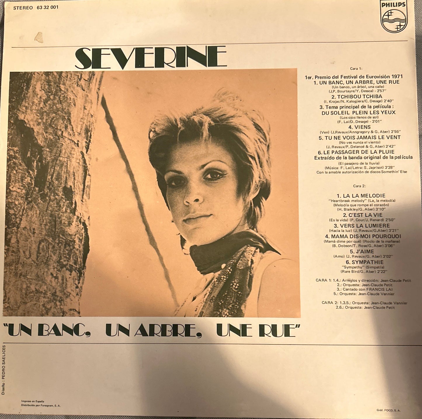 LP Severine – Un Banc, Un Arbre, Une Rue = Un Banco, Un Arbol, Una Calle 2ª Mano