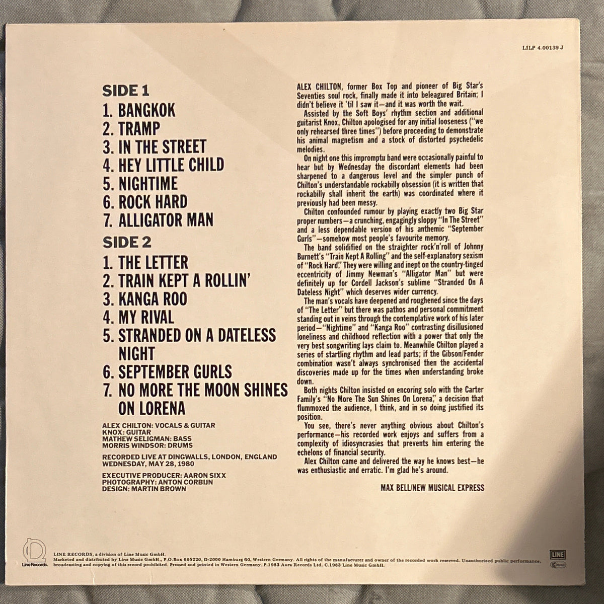 LP Alex Chilton – Live In London 2ª Mano