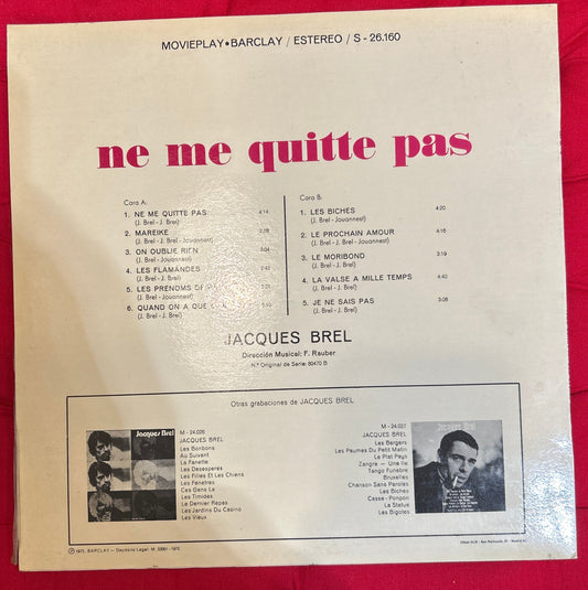LP Jacques Brel – Ne Me Quitte Pas 2ª Mano (Producto exclusivo recogida en tienda)