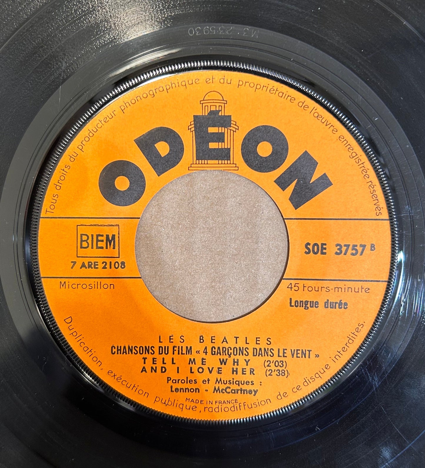 SINGLE Les Beatles* – Chansons Du Film "4 Garçons Dans Le Vent" 2ª Mano