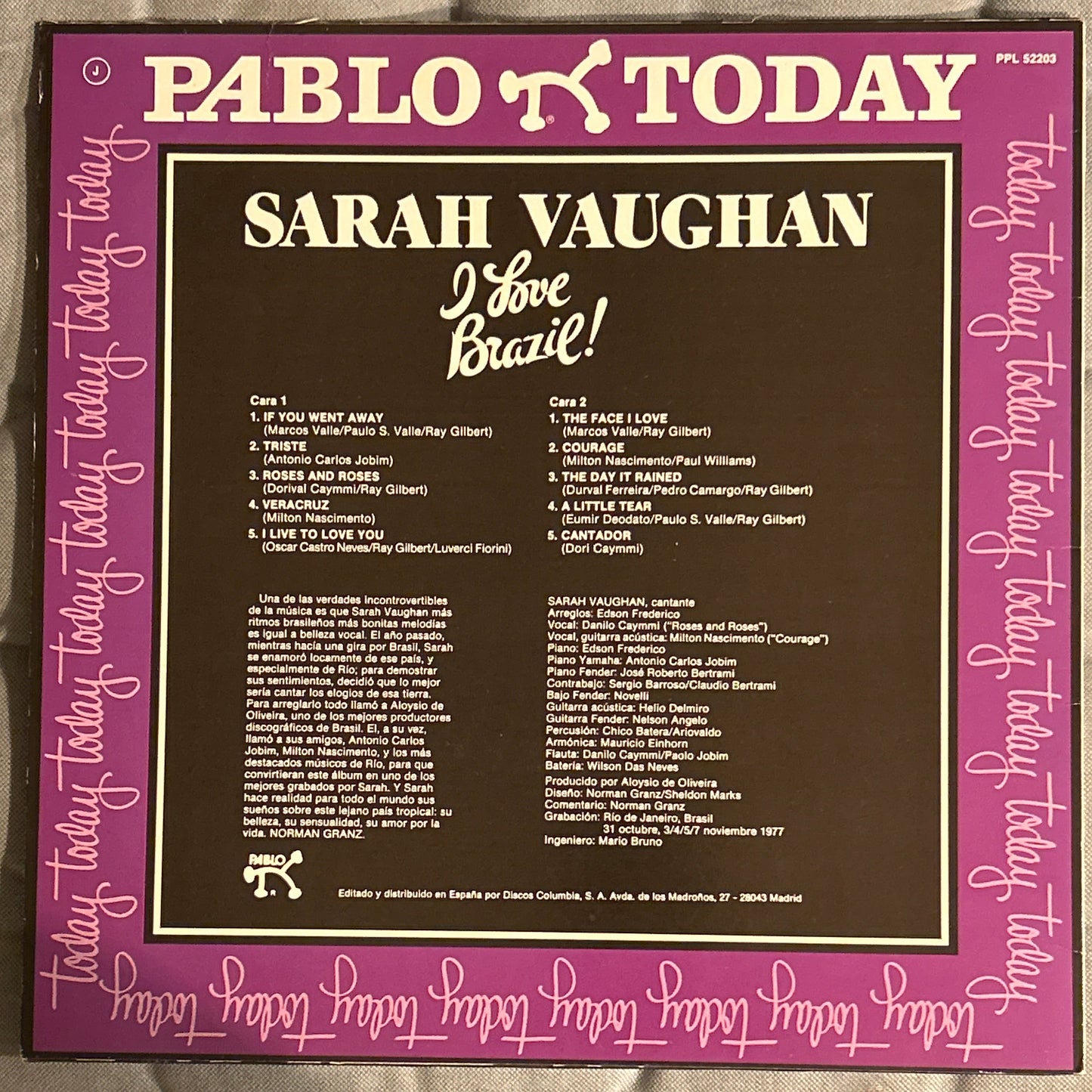 LP Sarah Vaughan – I Love Brazil! 2ª Mano