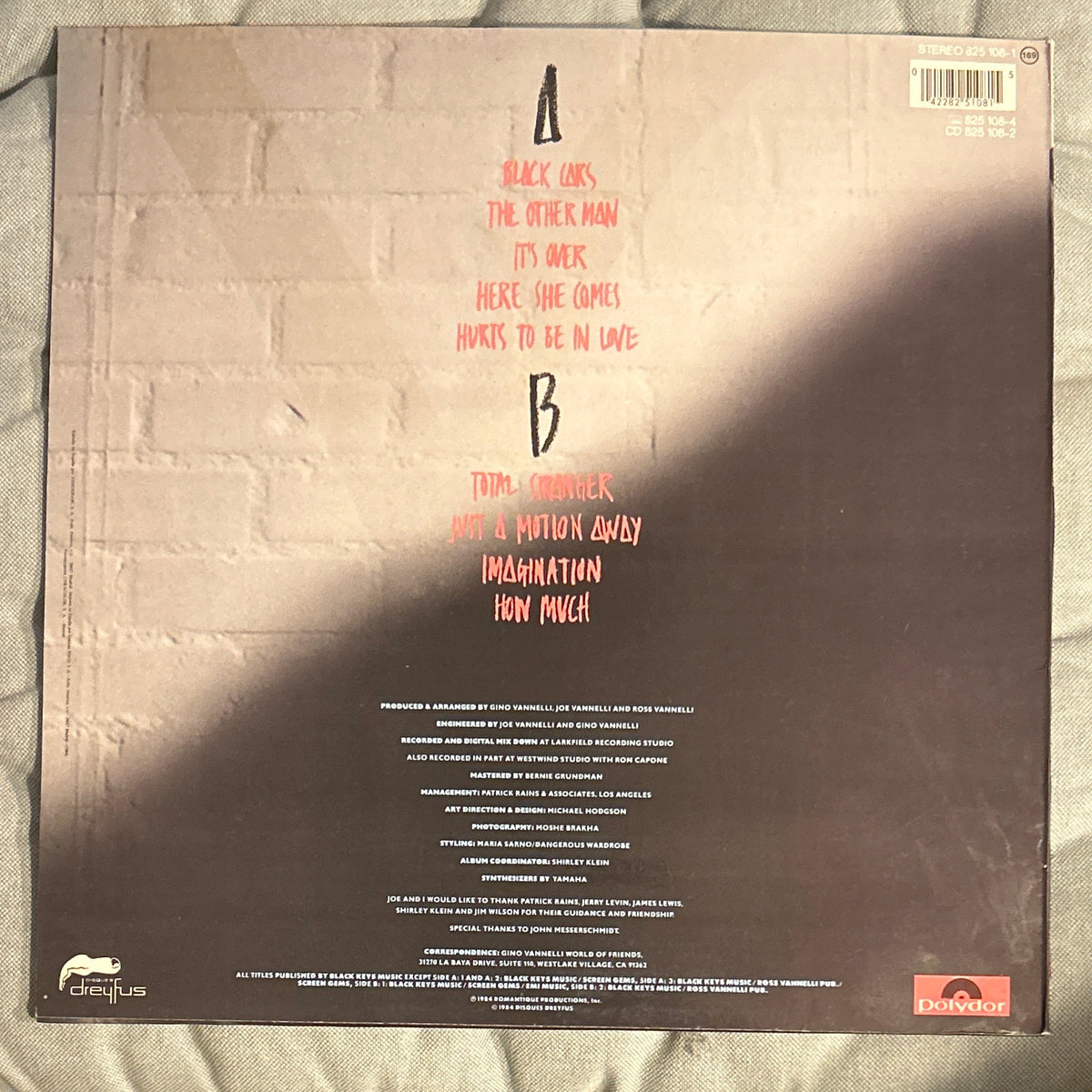 LP Gino Vannelli – Black Cars 2ª Mano