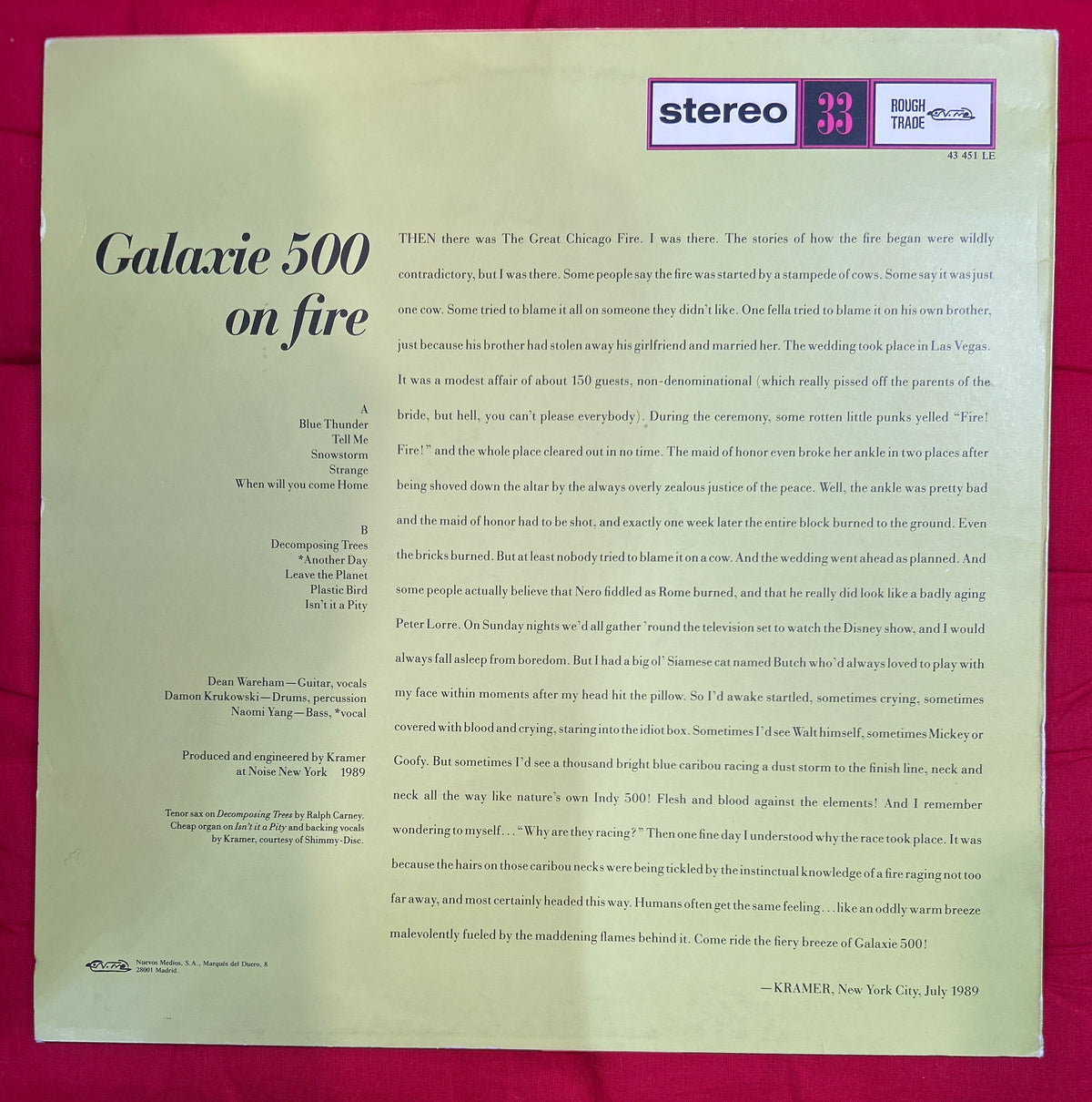 LP Galaxie 500 – On Fire 2ª Mano