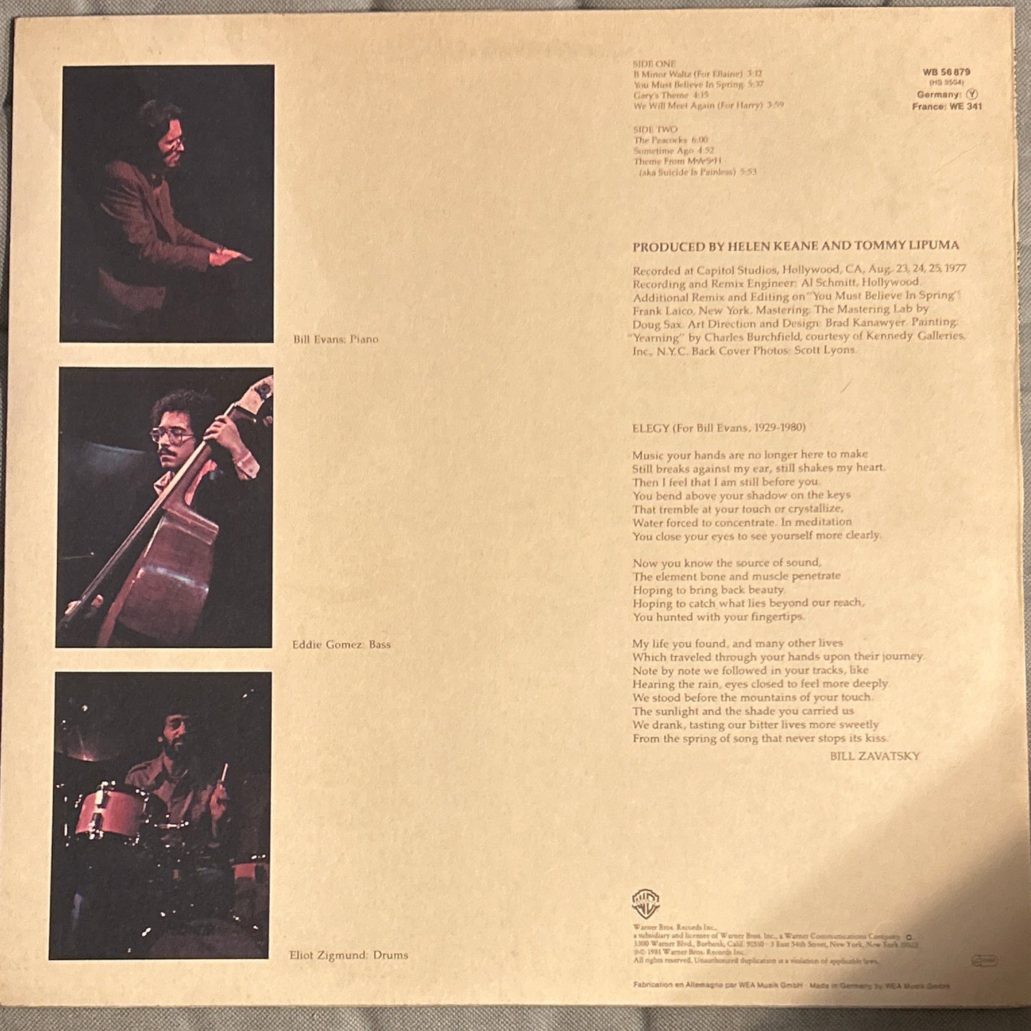 LP Bill Evans – You Must Believe In Spring 2ª Mano