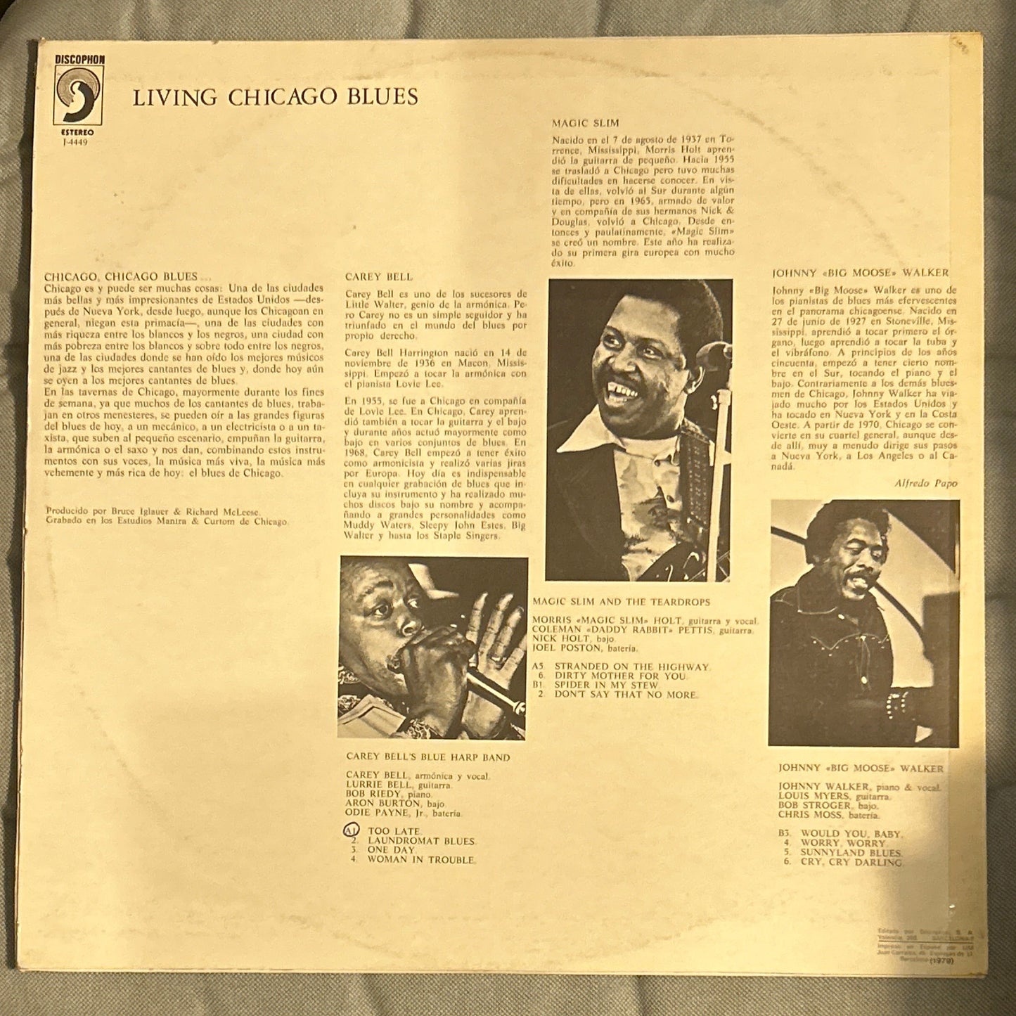 LP Carey Bell's Blues Harp Band / Magic Slim And The Teardrops / Johnny "Big Moose" Walker – Living Chicago Blues Volume 2 2ª Mano