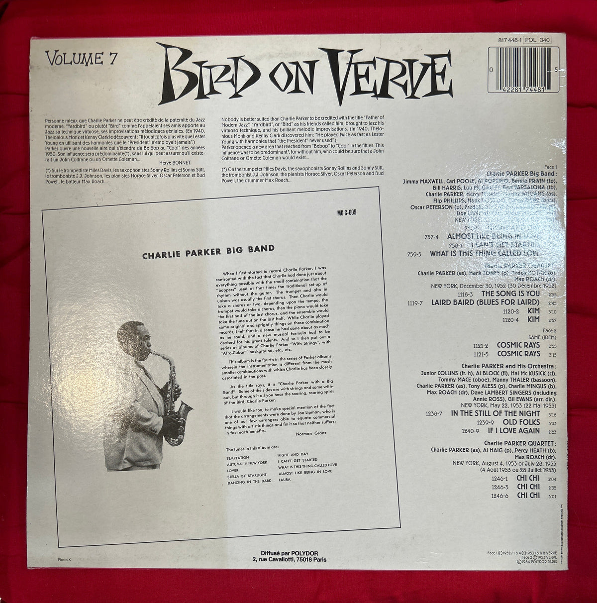 LP Charlie Parker – Bird On Verve - Volume 7 2ª Mano