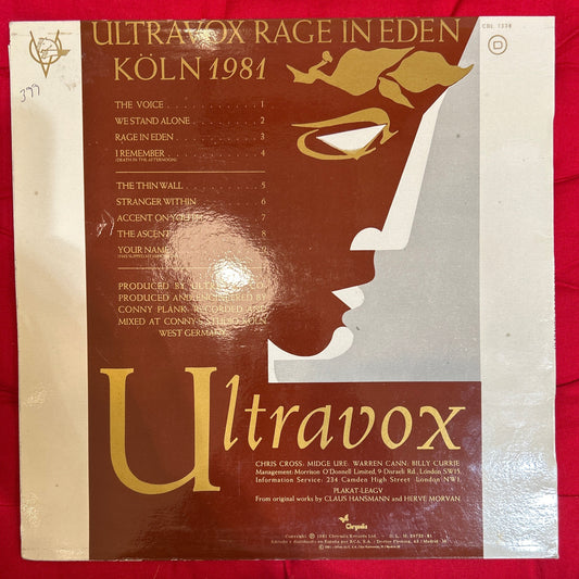 LP Ultravox – Rage In Eden = Furia En El Eden 2ª Mano