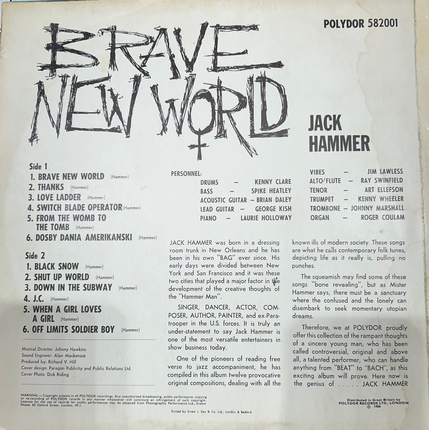LP Jack Hammer – Brave New World 2ª mano