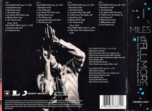 CD Miles Davis – At The Fillmore (Miles Davis 1970: The Bootleg Series Vol. 3) Nuevo precintado