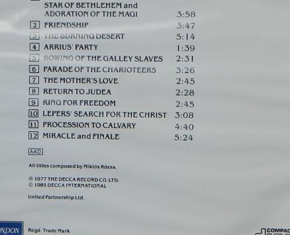 CD BSO - Miklós Rózsa Conducting The National Philharmonic Orchestra And Chorus – Ben Hur 2ª mano (Producto exclusivo recogida en tienda) (Copia)