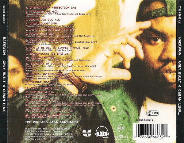 CD Raekwon – Only Built 4 Cuban Linx... Nuevo precintado