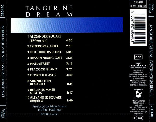 CD Banda Sonora Original Tangerine Dream – Destination Berlin 2ª Mano - DISCOS NAKASHA