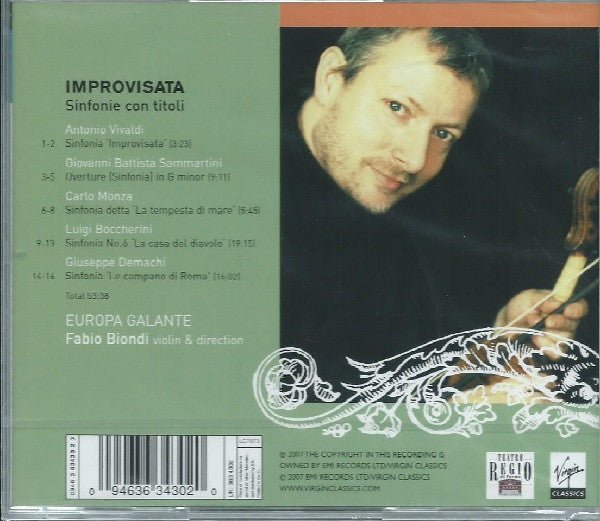 CD Fabio Biondi, Europa Galante - Vivaldi, Sammartini, Boccherini, Monza, Demachi – Improvisata Nuevo precintado - DISCOS NAKASHA