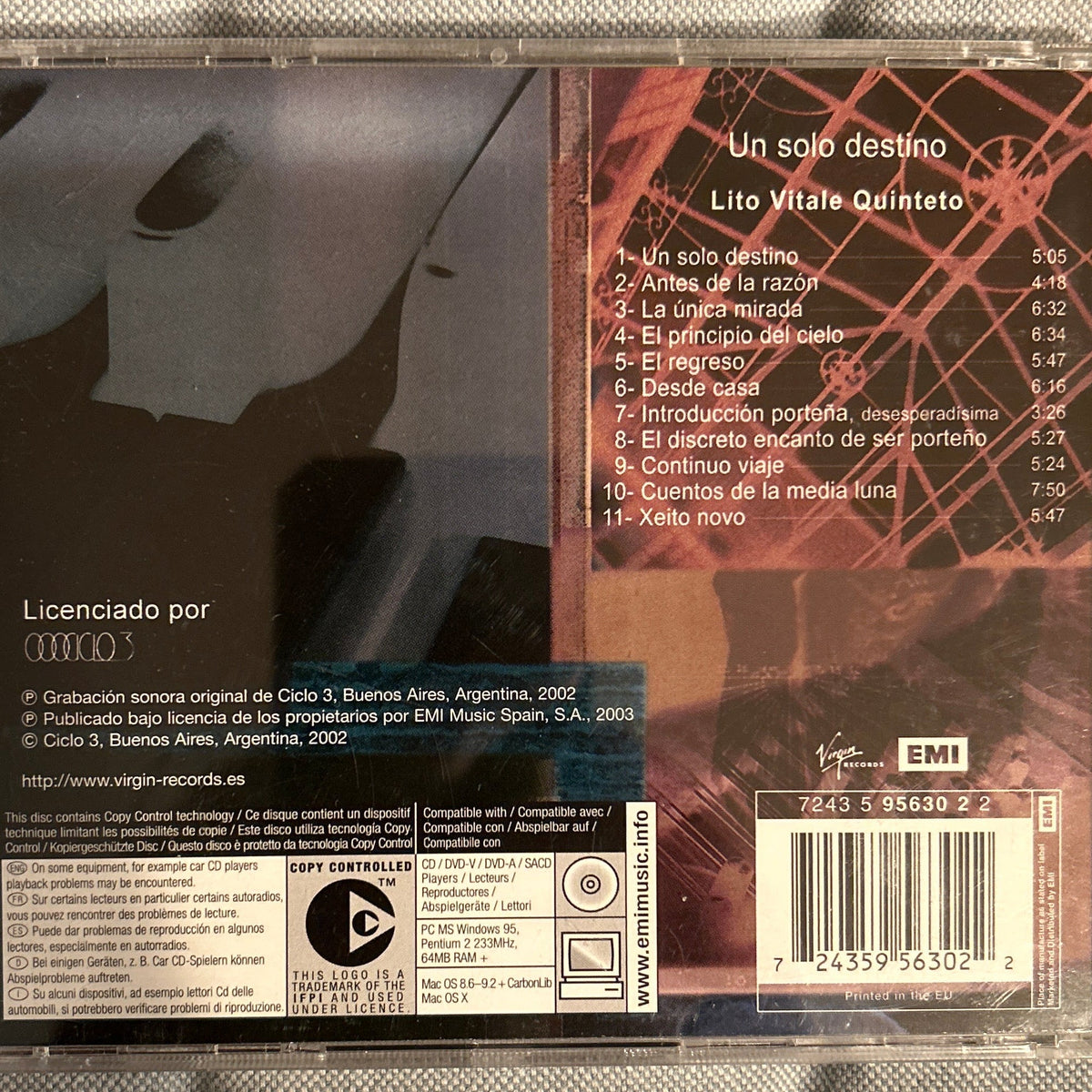 CD Lito Vitale Quinteto – Un Solo Destino 2ª Mano - DISCOS NAKASHA