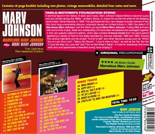CD Marv Johnson – Marvelous Marv Johnson Plus More Marv Johnson Nuevo precintado - DISCOS NAKASHA