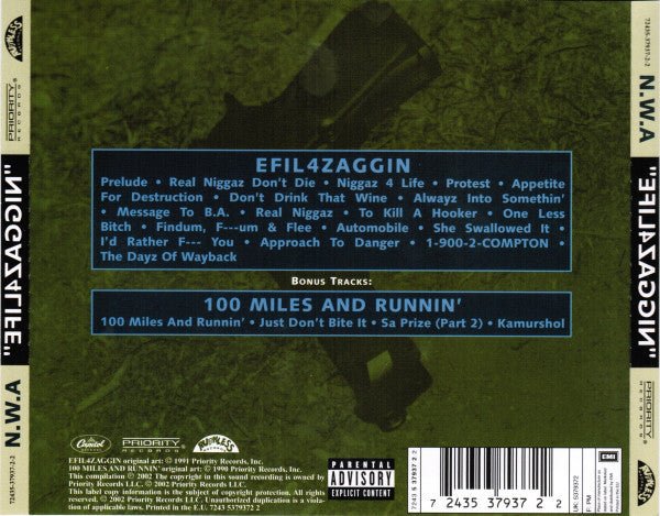 CD N.W.A – Efil4zaggin / 100 Miles And Runnin' Nuevo precintado - DISCOS NAKASHA