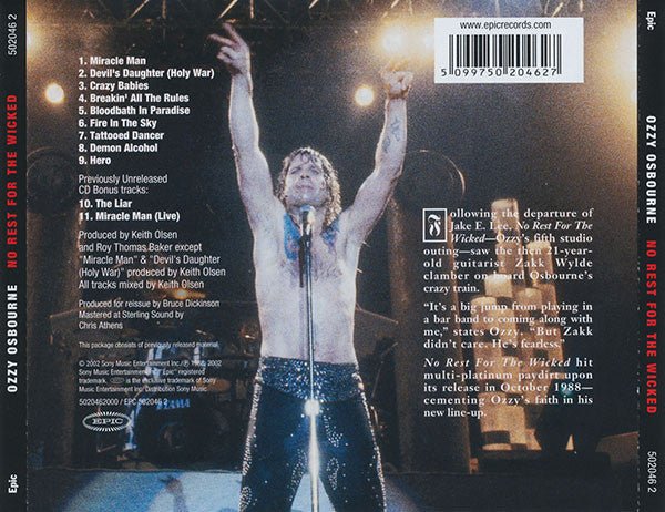 CD Ozzy Osbourne – No Rest For The Wicked Nuevo precintado - DISCOS NAKASHA