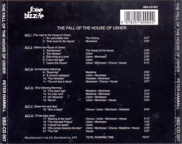 CD Peter Hammill – The Fall Of The House Of Usher 2ª Mano - DISCOS NAKASHA
