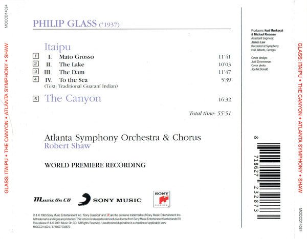 CD Philip Glass, Atlanta Symphony Orchestra & Chorus, Robert Shaw – Itaipu / The Canyon Nuevo precintado - DISCOS NAKASHA