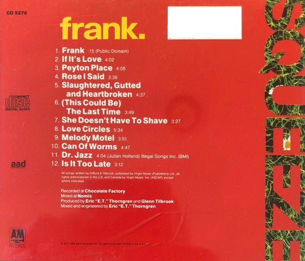 CD Squeeze – Frank Ed. USA 2ª Mano - DISCOS NAKASHA