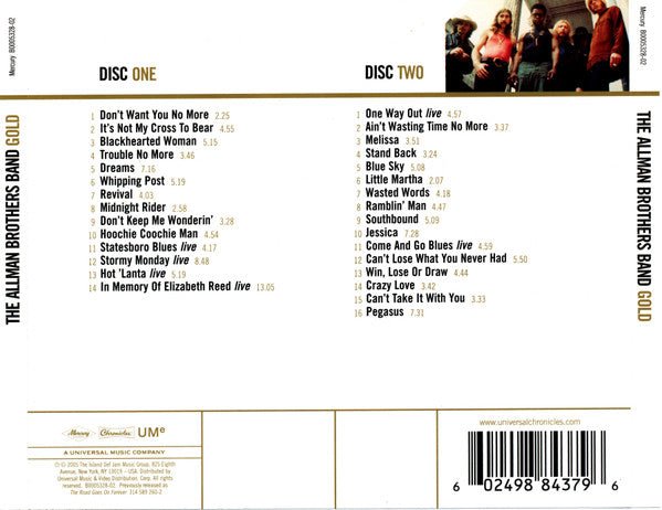 CD The Allman Brothers Band – Gold Nuevo precintado - DISCOS NAKASHA