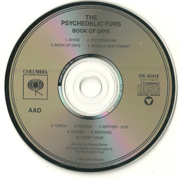 CD The Psychedelic Furs – Book Of Days Ed. USA 2ª Mano - DISCOS NAKASHA