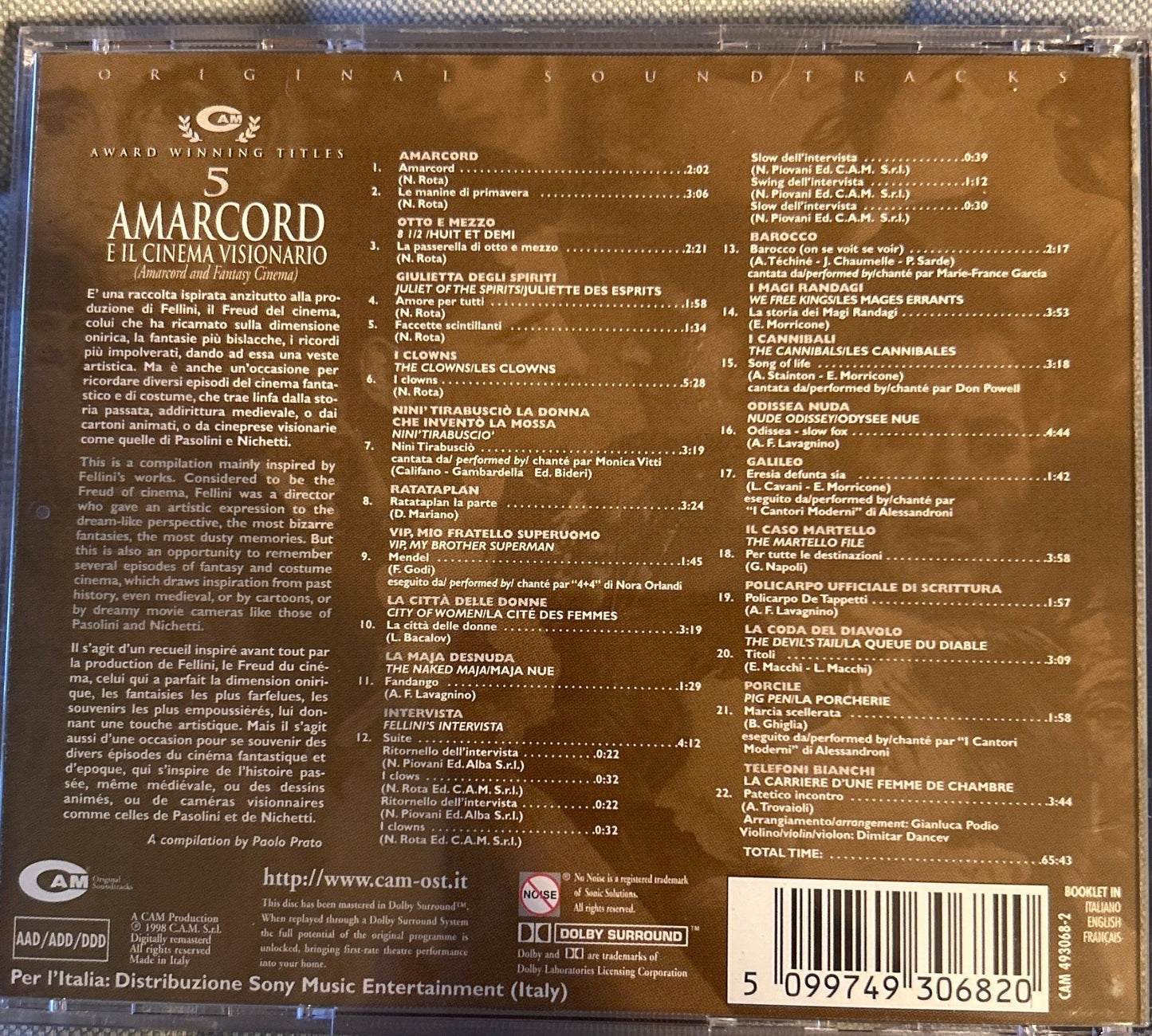 CD V/A – Amarcord E Il Cinema Visionario = Amarcord And Fantasy Cinema) 2ª Mano - DISCOS NAKASHA
