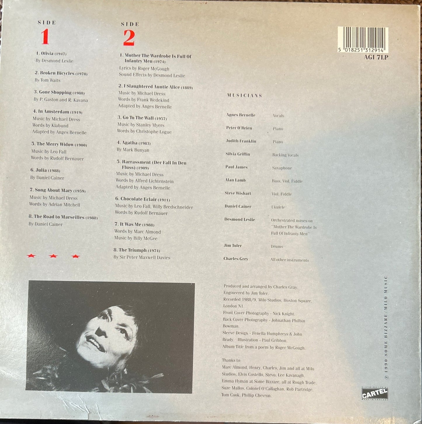 LP Agnes Bernelle – Mother The Wardrobe Is Full Of Infantrymen 2ª Mano - DISCOS NAKASHA