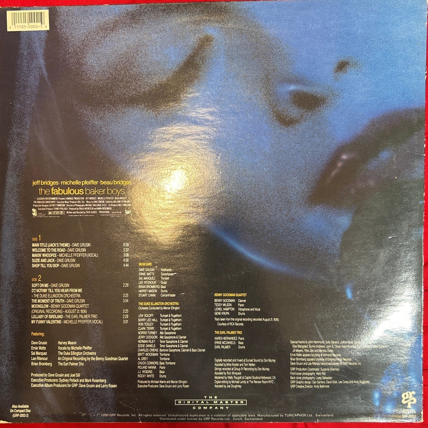 LP Banda Sonora - Dave Grusin – The Fabulous Baker Boys 2ª Mano - DISCOS NAKASHA