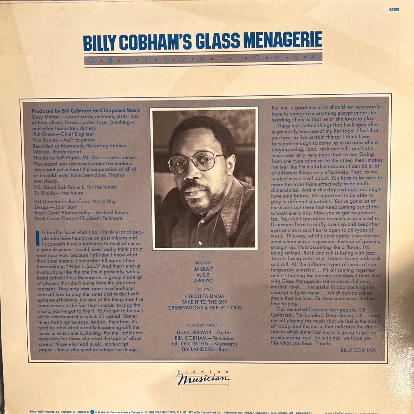 LP Billy Cobham's Glass Menagerie – Observations & 2ª Mano - DISCOS NAKASHA