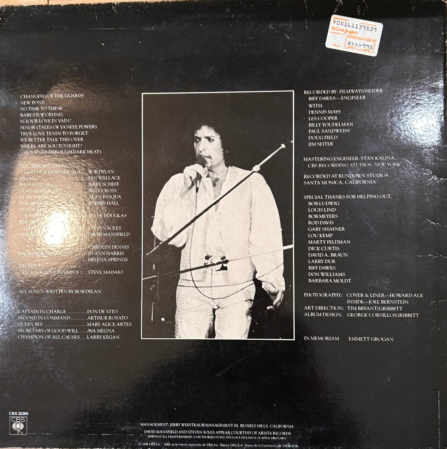 LP Bob Dylan – Street - Legal 2ª Mano - DISCOS NAKASHA