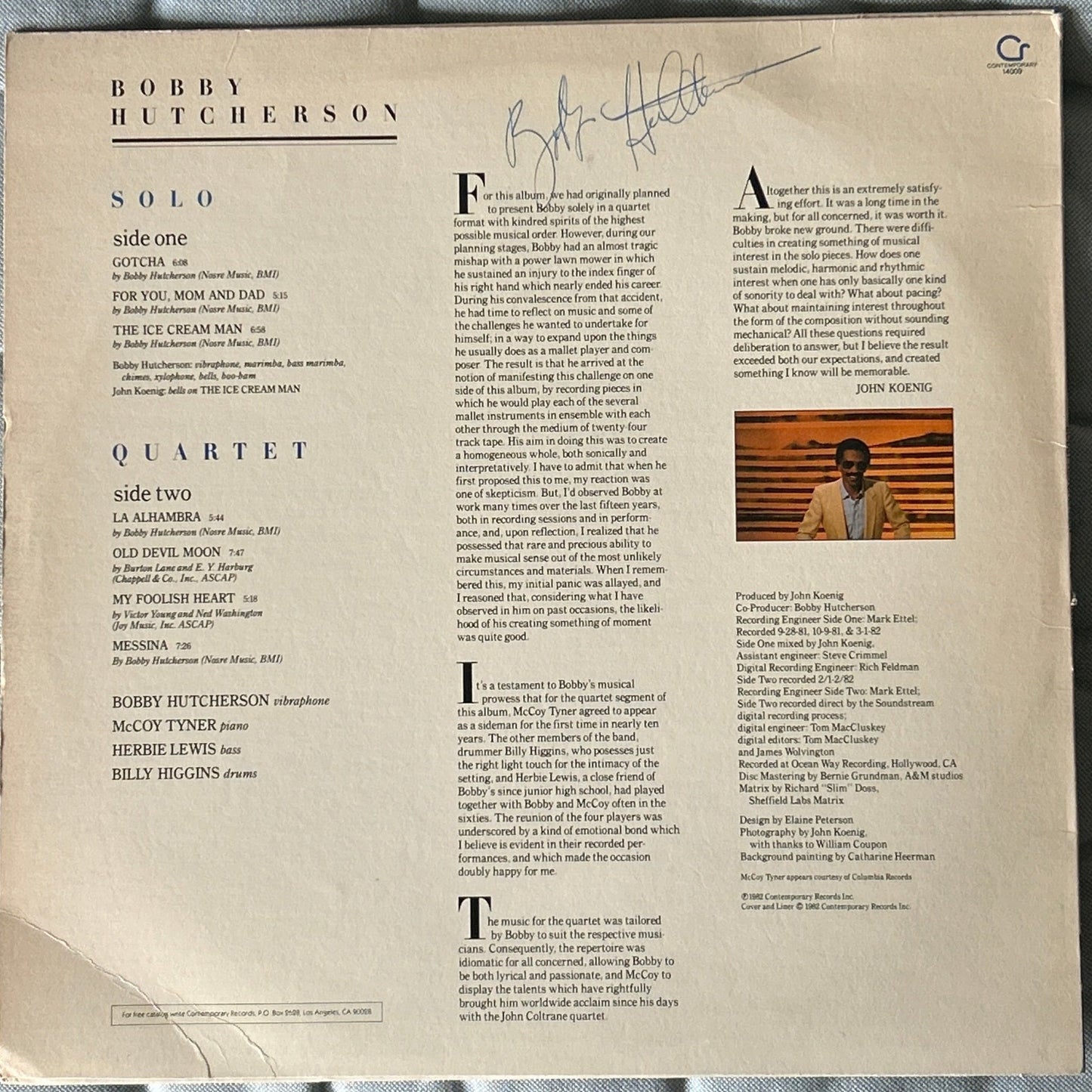 LP Bobby Hutcherson – Solo / Quartet Ed. USA "Firmado" 2ª Mano - DISCOS NAKASHA