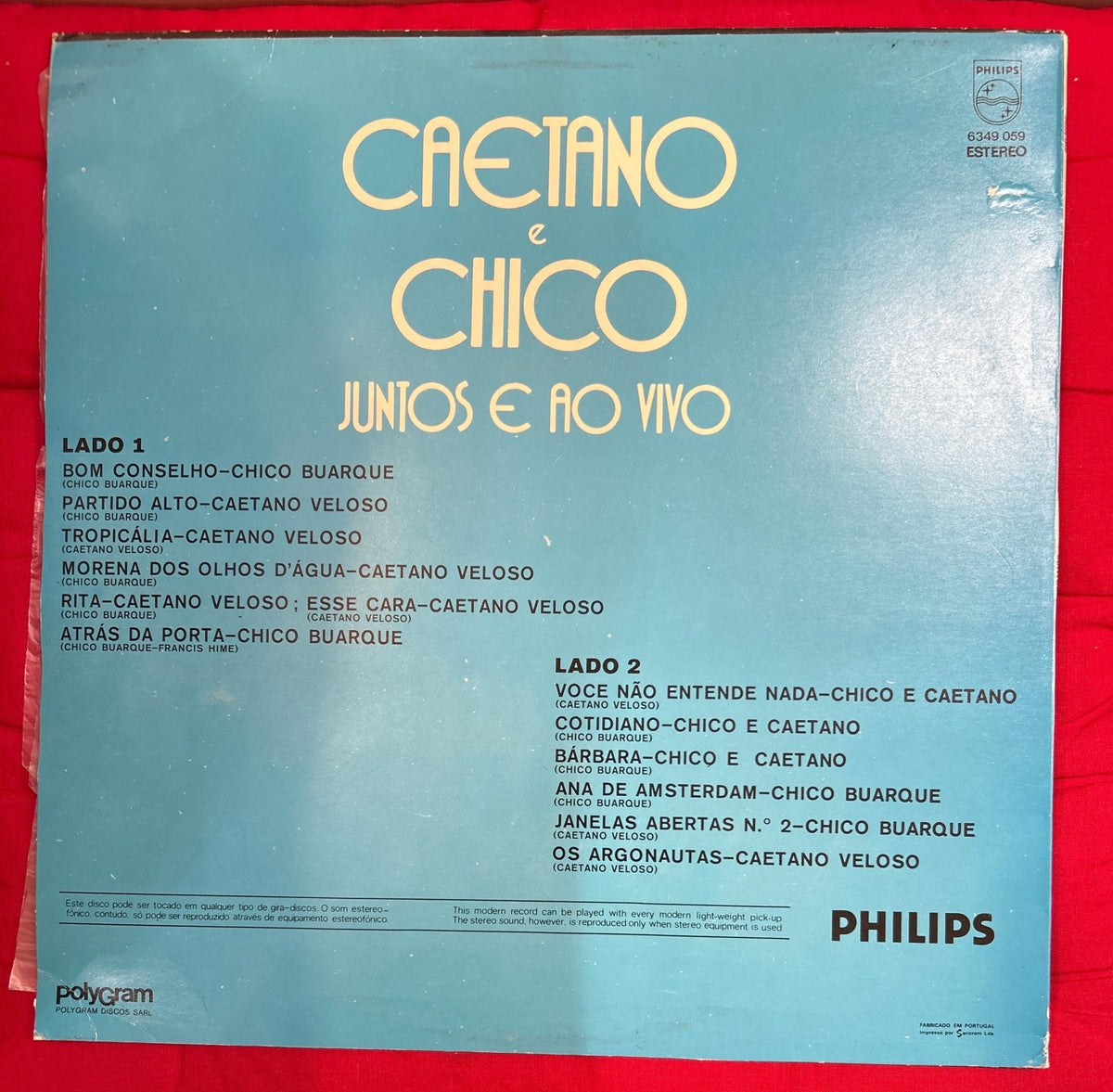 LP Caetano E Chico – Juntos E Ao Vivo 2ª Mano - DISCOS NAKASHA