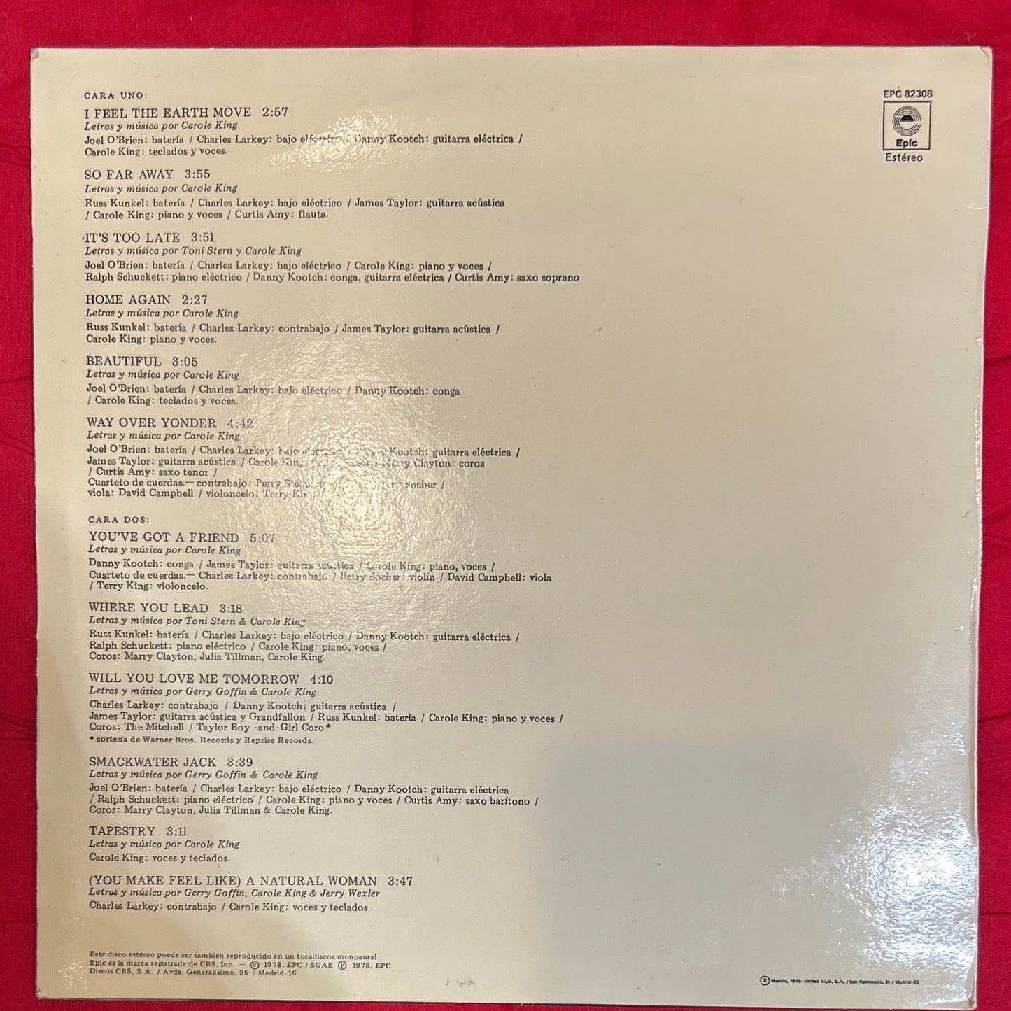 LP Carole King – Tapestry 2ª mano - DISCOS NAKASHA