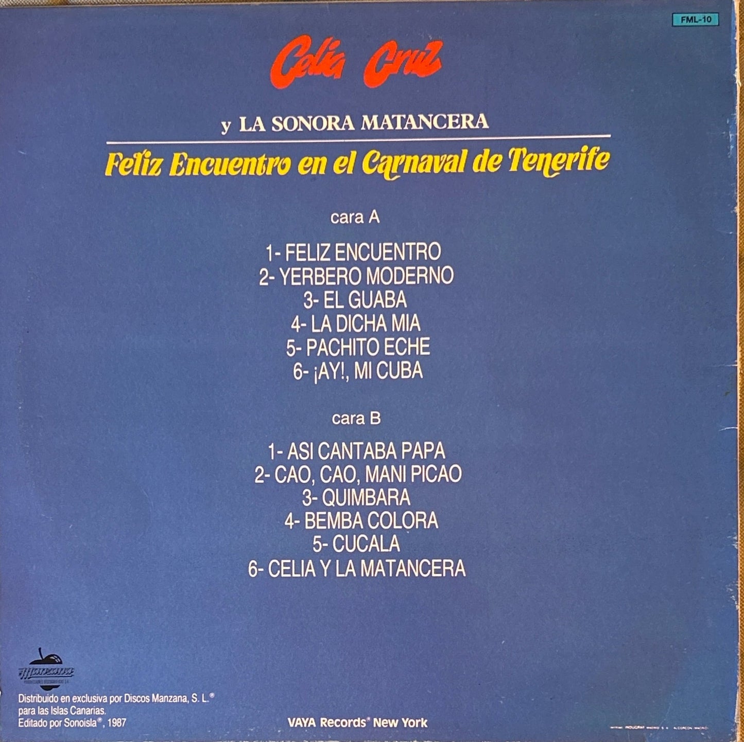 LP Celia Cruz Y La Sonora Matancera – Feliz Encuentro En El Carnaval De Tenerife (Los 12 Grandes Éxitos De Celia Cruz Y La Sonora Matancera) 2ª Mano - DISCOS NAKASHA
