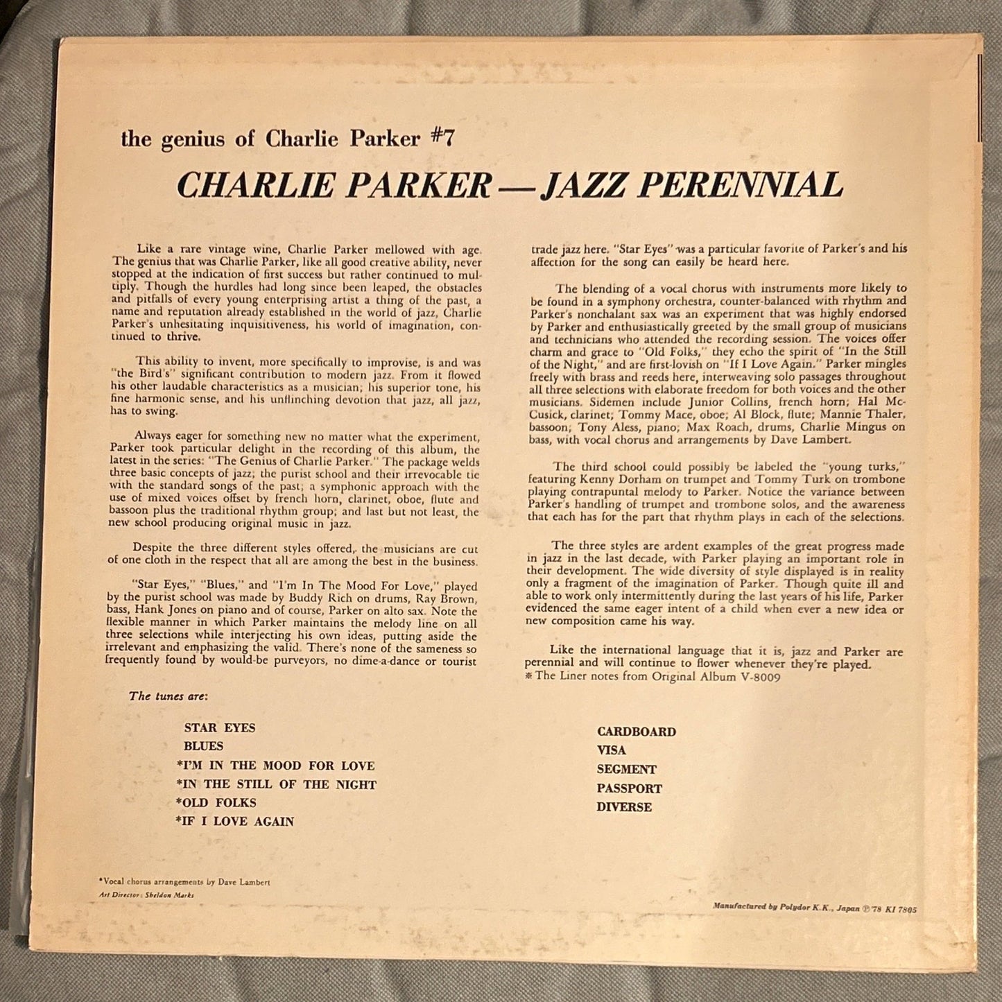 LP Charlie Parker – Jazz Perennial Ed. Japonesa 2ª Mano - DISCOS NAKASHA