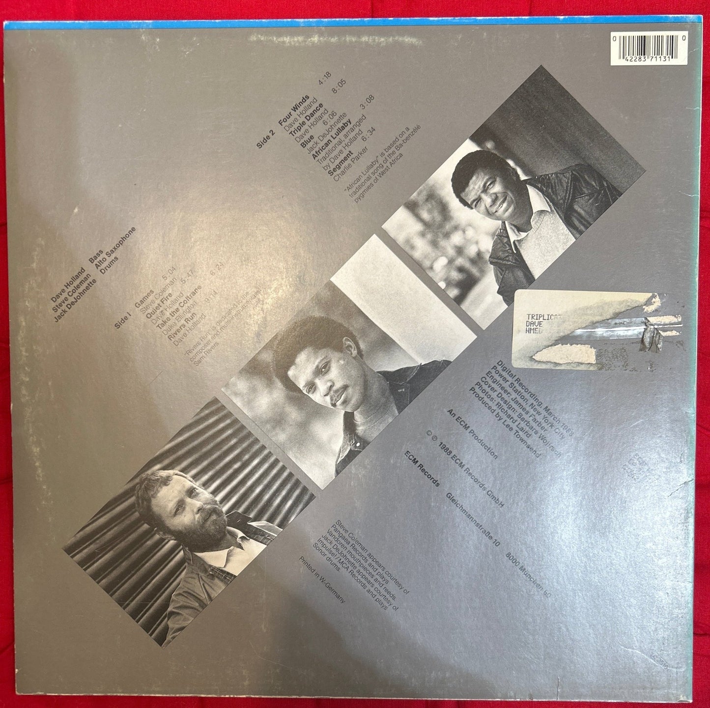 LP Dave Holland Trio w/ Steve Coleman, Jack DeJohnette – Triplicate Ed. Alemana 2ª Mano - DISCOS NAKASHA