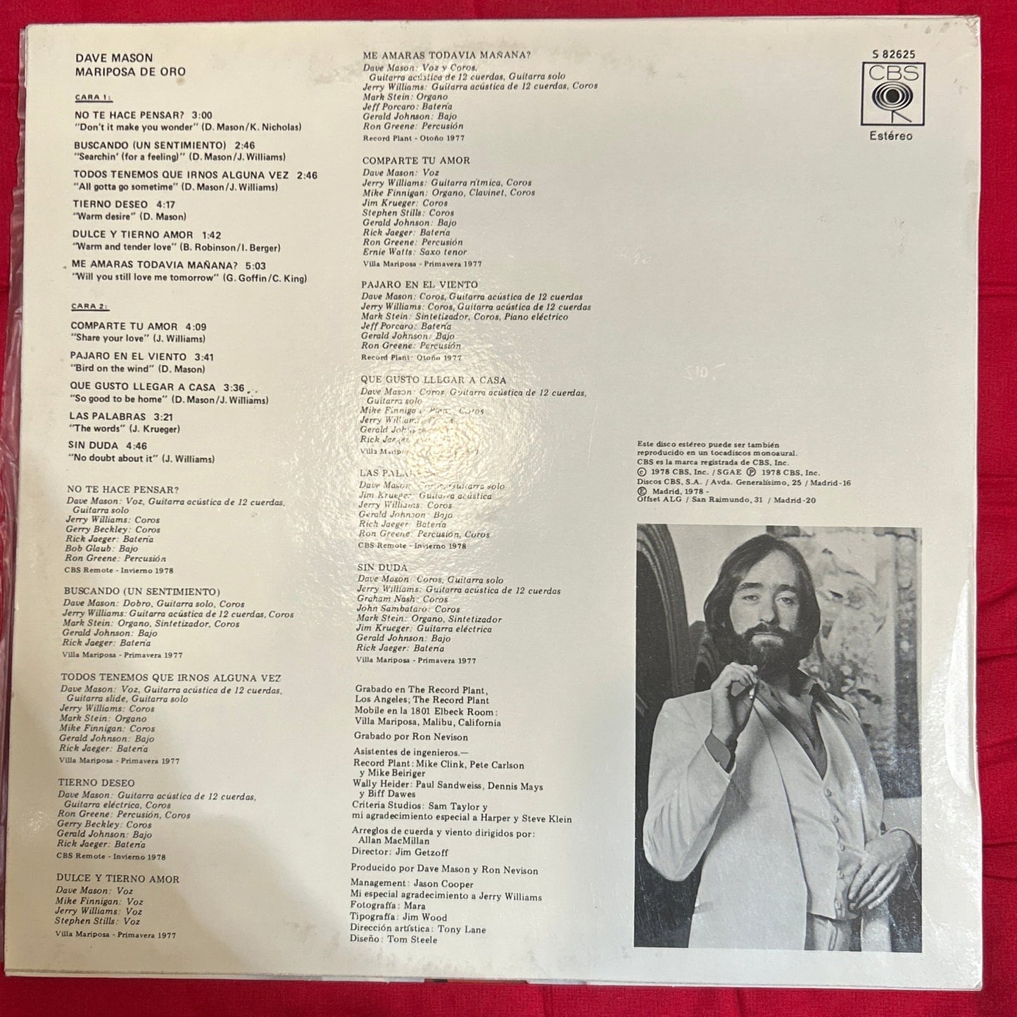 LP Dave Mason – Mariposa De Oro 2ª Mano - DISCOS NAKASHA